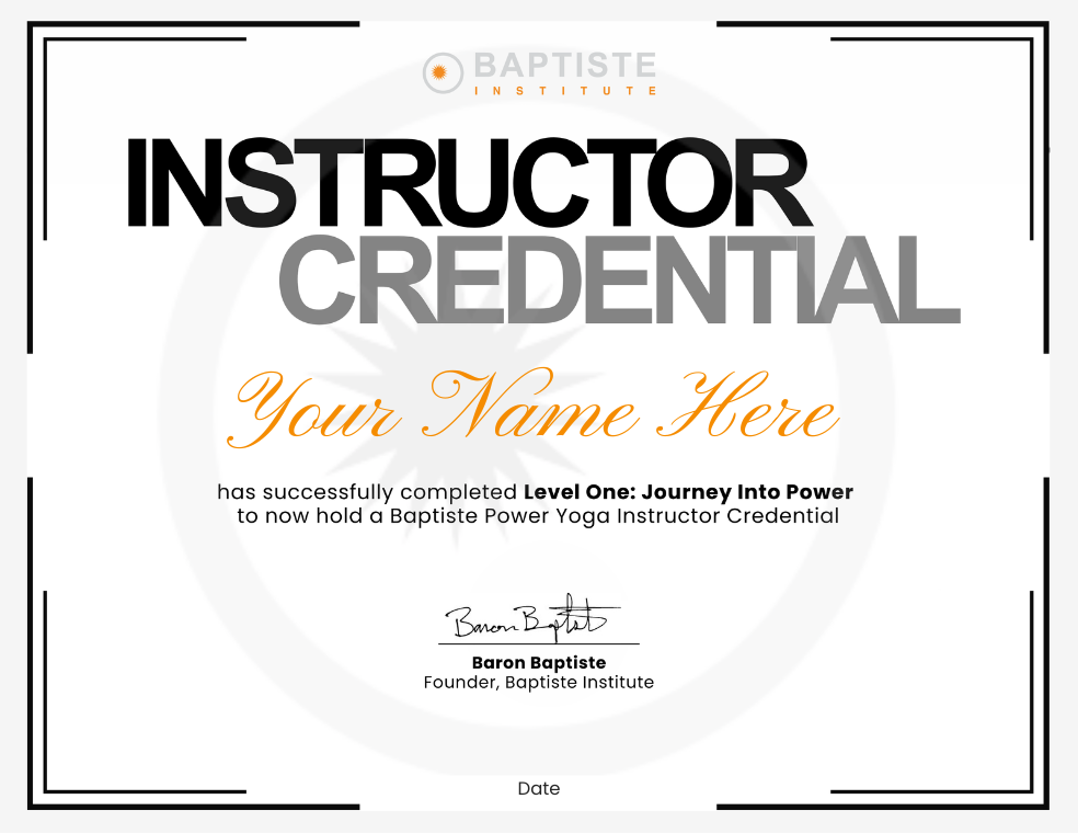 Level One Instructor Credential Sample Certificate png